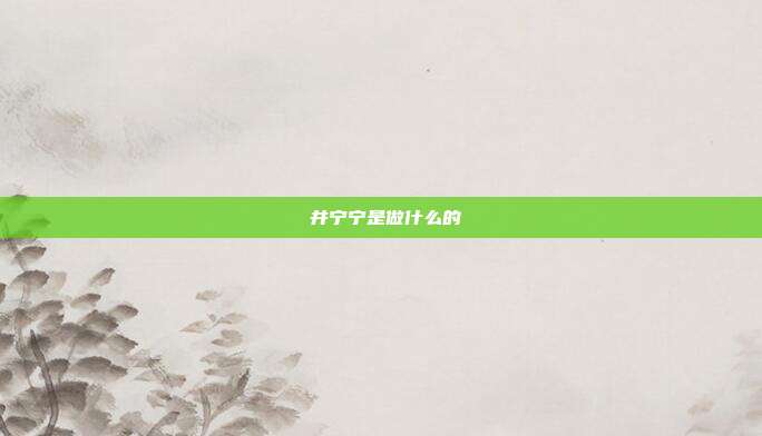 桜井宁宁是做什么的