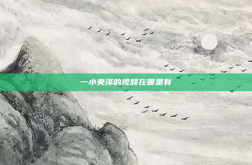 一小央泽的视频在哪里有